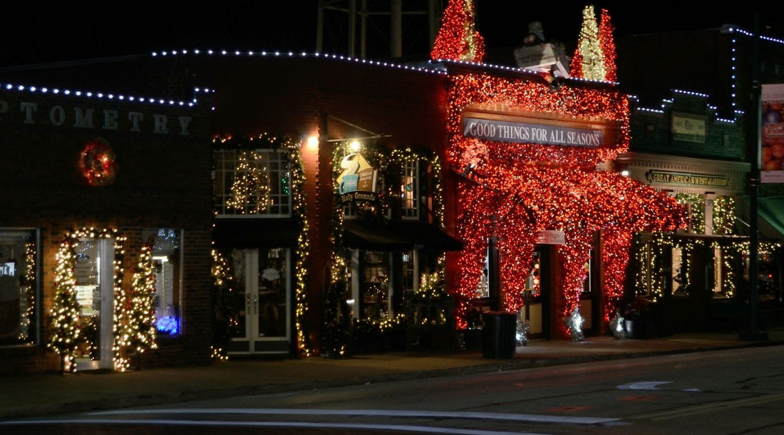 Christmas lights in Grapevine Texas during the holiday season
